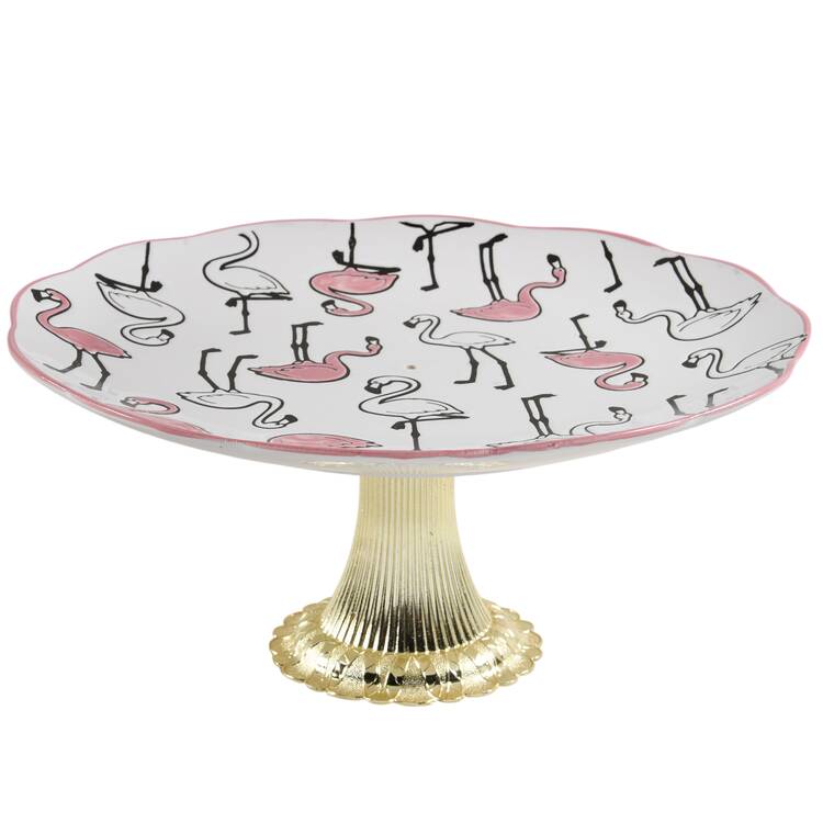 Freddy Flamingo Cake Stand with 4"-5" Metal Pedestal  Hc