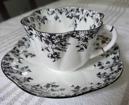Ivy Black Flat Cup & Saucer Set