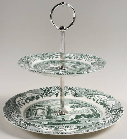 Heritage Green Italian 2 Tiered Serving Tray (Dinner & Salad Plate)