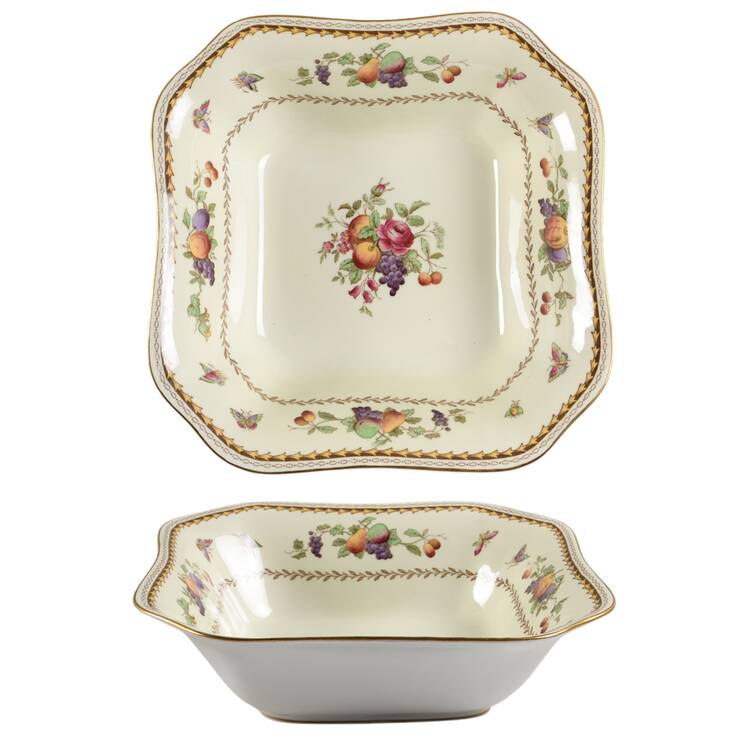 Rockingham (White Or Cream Body, Gold) 9" Square Vegetable Bowl by Spode