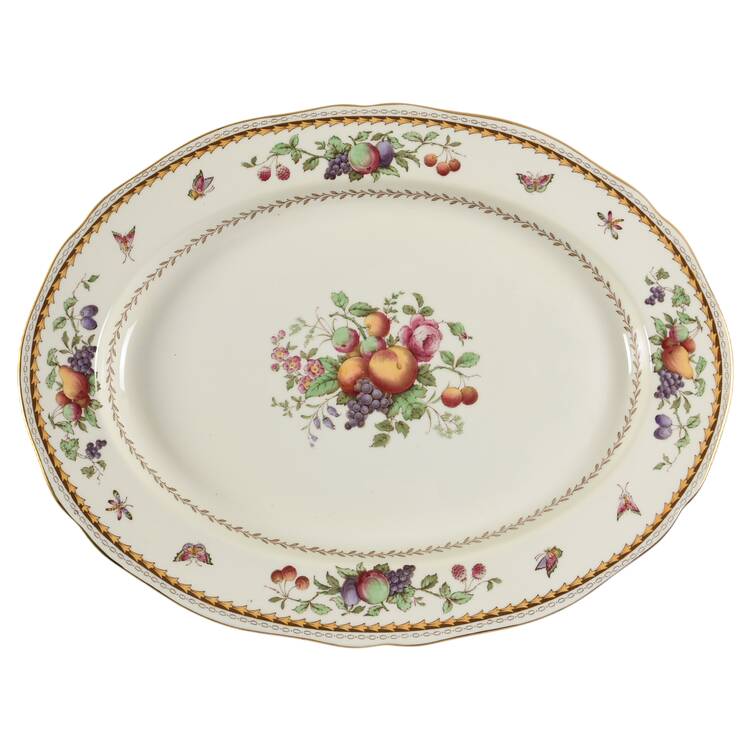 Rockingham (White Or Cream Body, Gold) 14" Oval Serving Platter by Spode