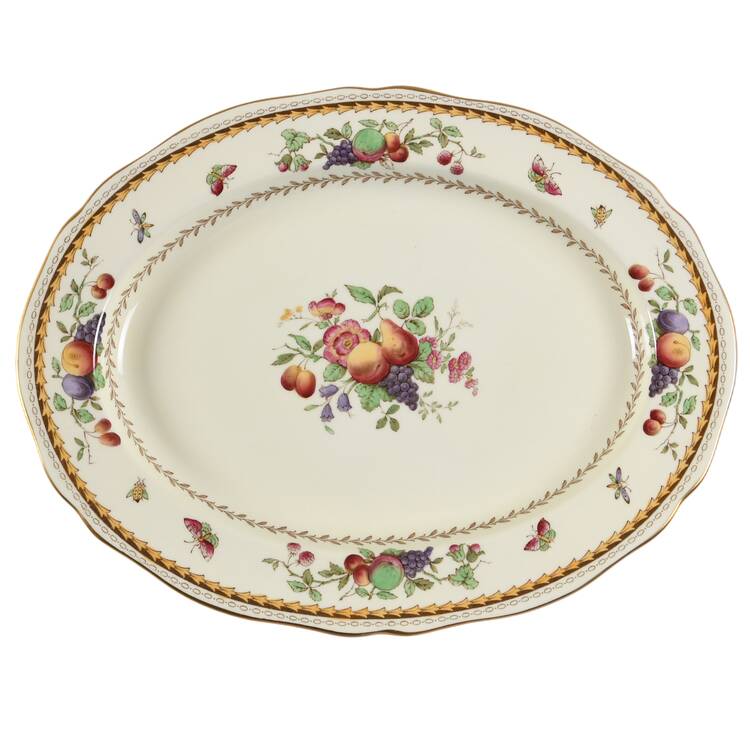 Rockingham (White Or Cream Body, Gold) 12" Oval Serving Platter by Spode