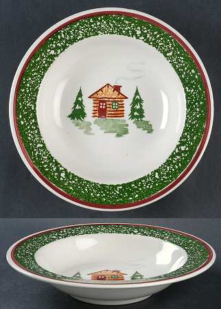 Cabin Christmas Rim Soup Bowl