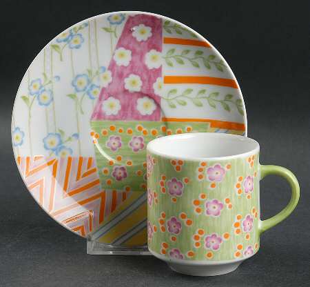 Patchwork Flat Cup & Saucer Set