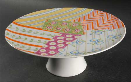 Patchwork 11" Diameter Pedestal Cake Stand