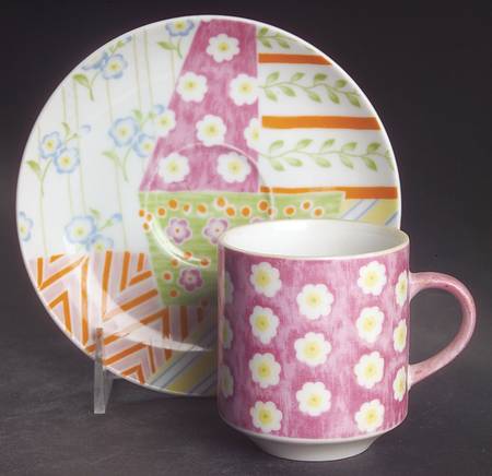 Patchwork Flat Cup & Saucer Set