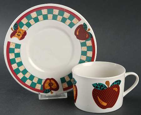 A Is For Apple Flat Cup & Saucer Set