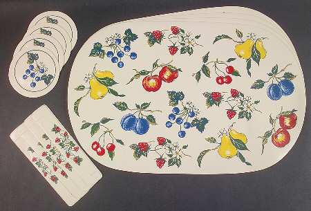 Dulcie Vinyl Placemat, Coaster, Napkin Ring - Set of 4