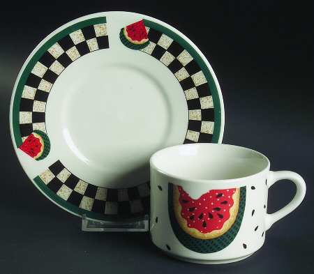 Fresh Watermelon Flat Cup & Saucer Set