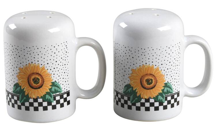 Sunny (Light Or Dark Yellow Flowers) Handled Salt & Pepper Set
