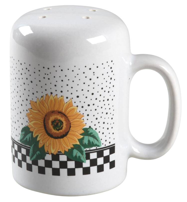 Sunny (Light Or Dark Yellow Flowers) Handled Pepper Shaker