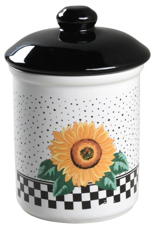 Sunny (Light Or Dark Yellow Flowers) Small Canister & Lid