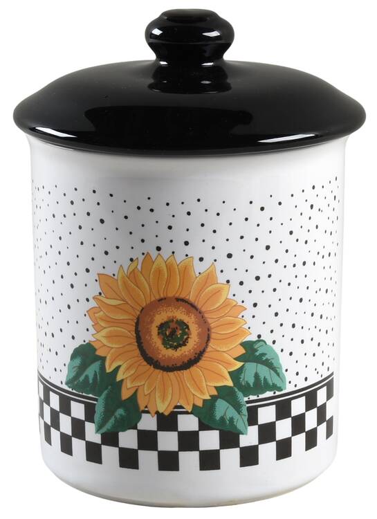 Sunny (Light Or Dark Yellow Flowers) Medium Canister & Lid