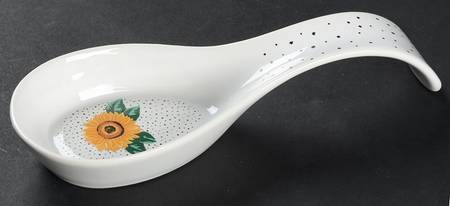 Sunny (Light Or Dark Yellow Flowers) Spoon Rest/Holder (Holds 1 Spoon)