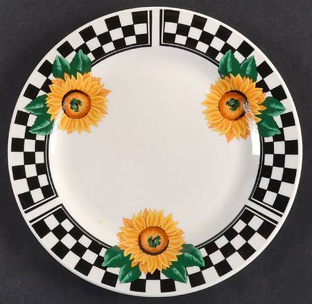 Sunny (Light Or Dark Yellow Flowers) Salad Plate by Tabletops Unlimited