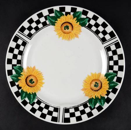 Sunny (Light Or Dark Yellow Flowers) Large Dinner Plate by Tabletops Unlimited