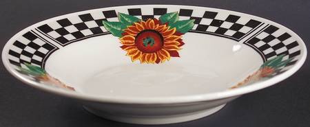 Sunny (Light Or Dark Yellow Flowers) Large Rim Soup Bowl