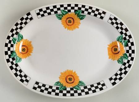 Sunny (Light Or Dark Yellow Flowers) 12" Oval Serving Platter