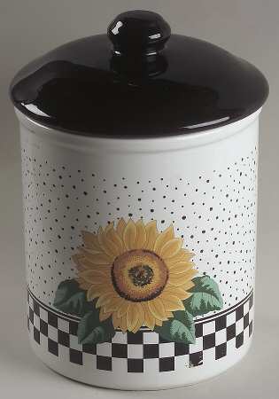 Sunny (Light Or Dark Yellow Flowers) Extra Large Canister & Lid