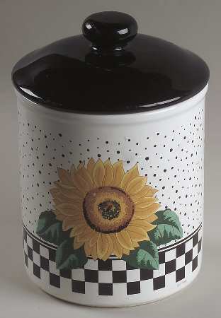 Sunny (Light Or Dark Yellow Flowers) Large Canister & Lid