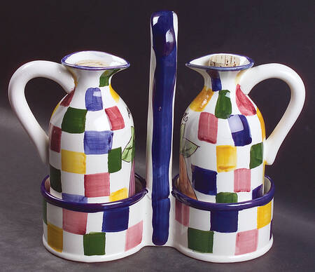 Verdura Oil & Vinegar with Cork Stoppers and Handled Tray