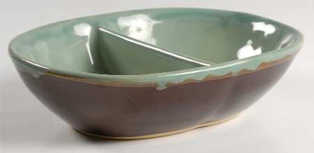 Country Fare (Glazed Bottom) 9" Oval Divided Vegetable Bowl
