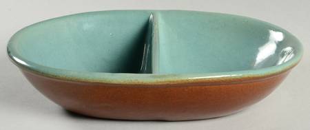 Country Fare (Glazed Bottom) 9" Oval Divided Vegetable Bowl