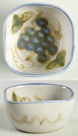 Vintage Blue Square Fruit/Dessert (Sauce) Bowl