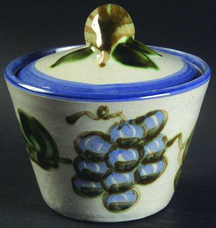 Vintage Blue Sugar Bowl & Lid