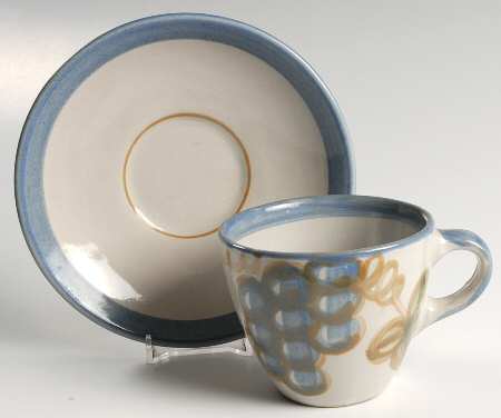 Vintage Blue Flat Cup & Saucer Set