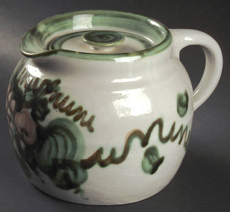 Vintage Olive Green Bean Pot & Lid