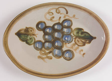 Vintage Olive Green 10" Oval Serving Platter