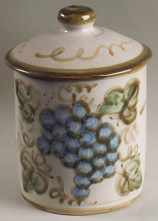 Vintage Olive Green Small Canister & Lid