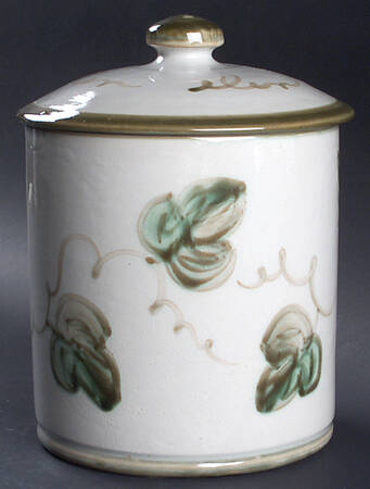Vintage Olive Green Large Canister & Lid