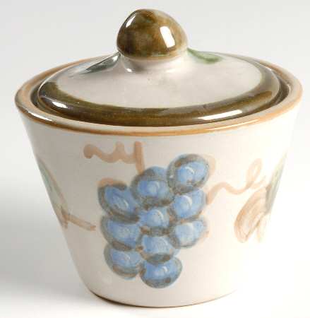 Vintage Olive Green Sugar Bowl & Lid