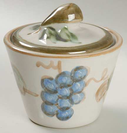 Vintage Olive Green Sugar Bowl & Lid