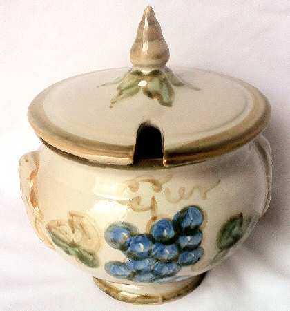 Vintage Olive Green Sauce Boat & Lid