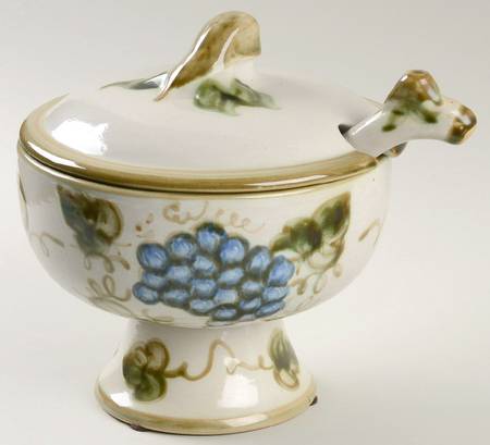 Vintage Olive Green Small Tureen w/Lid & Ladle