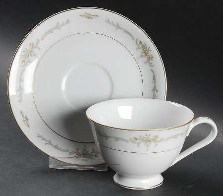 Suzanne (Gold Trim) Footed Cup & Saucer Set