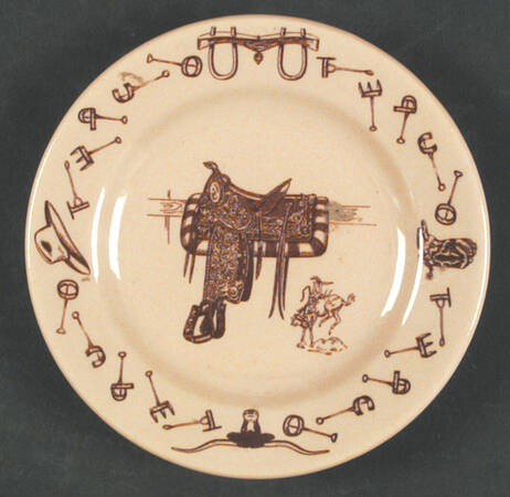 Branding Iron Saddle (Brown On Tan) Bread & Butter Plate