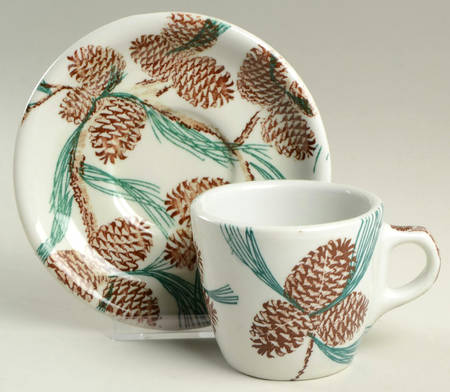 Needles and Pine (Design All Over) Flat Cup & Saucer Set