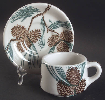 Needles and Pine (Design All Over) Flat Cup & Saucer Set