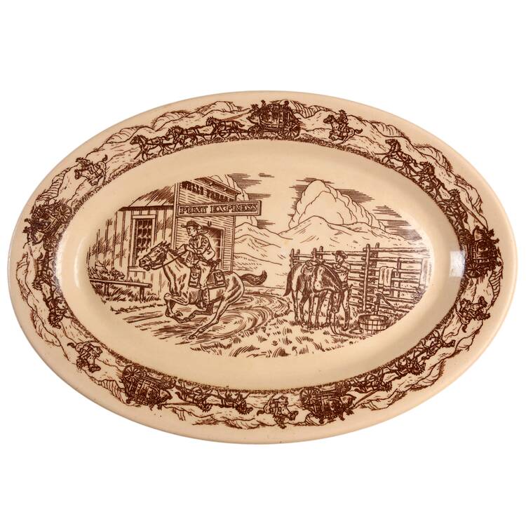 Western Traveler Brown 12" Oval Serving Platter