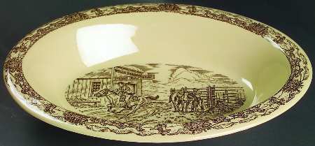 Western Traveler Brown 12" Oval Vegetable Bowl
