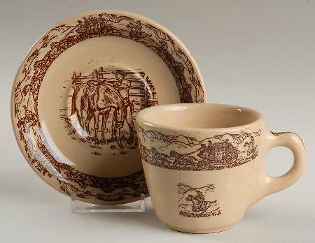 Western Traveler Brown Flat Cup & Saucer Set
