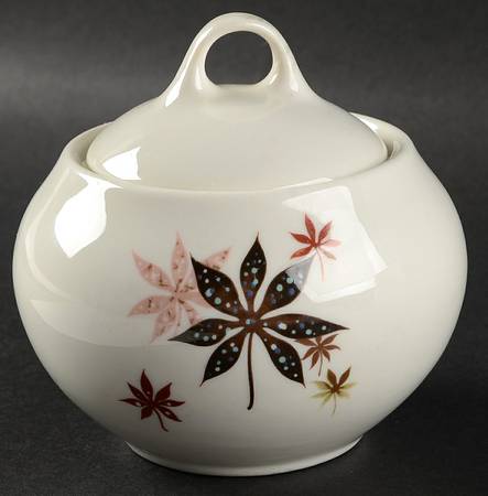 Calico Leaves Sugar Bowl & Lid