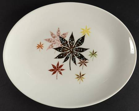 Calico Leaves 11" Oval Serving Platter