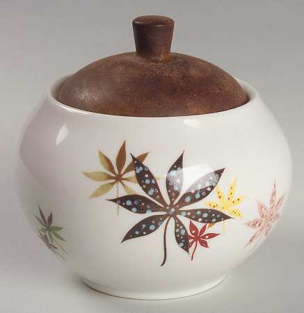 Calico Leaves Sugar Bowl & Lid