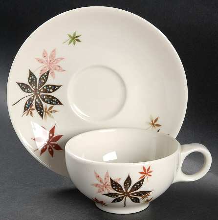 Calico Leaves Flat Cup & Saucer Set