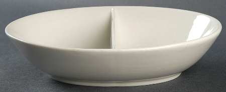Terris White Oval Divided Vegetable Bowl
